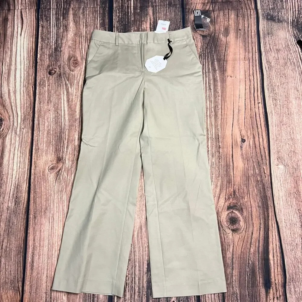 NWT Liz Claiborne Women's Size 12 Slim Fit Chino Pants Beige Mid Rise Casual‎